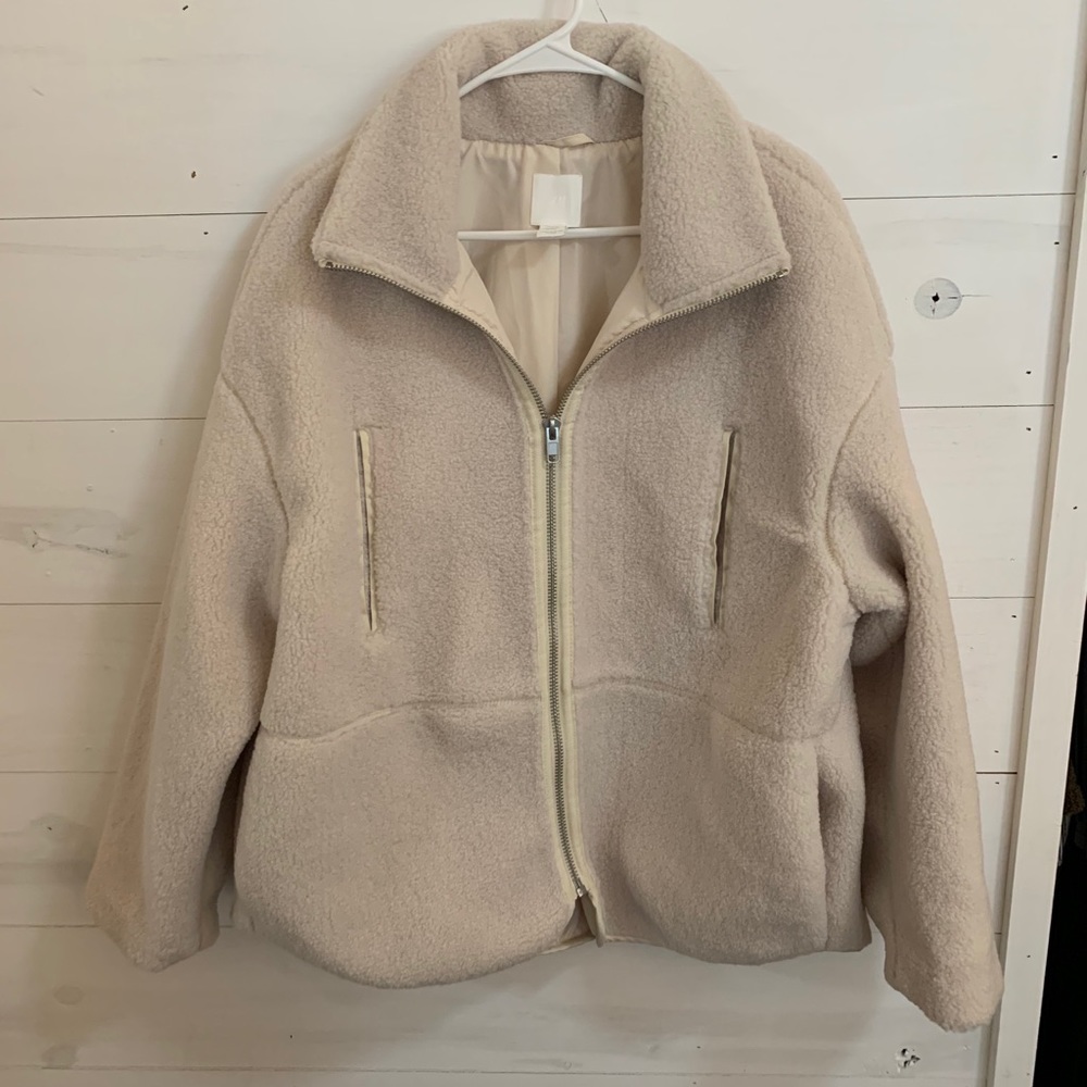 H&M teddy jacket with high collar